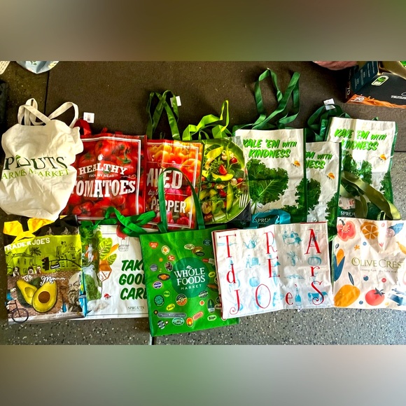 Trader Joe'S Handbags - Sprouts Trader Joe’s Whole Foods Reusable Grocery Tote Collection lot new 12x